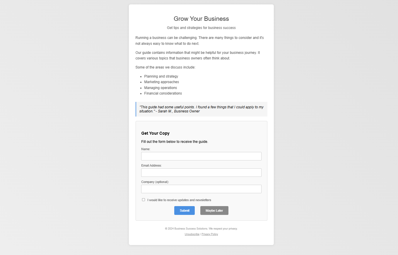 Before Landing Page